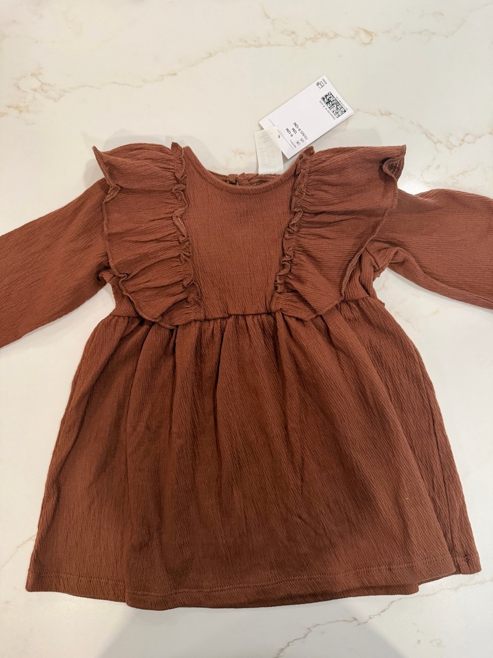 H&M Girls' Ruffle Dress in Rust Brown